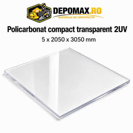 Policarbonat compact transparent 2UV 5 x 2050 x 3050 mm